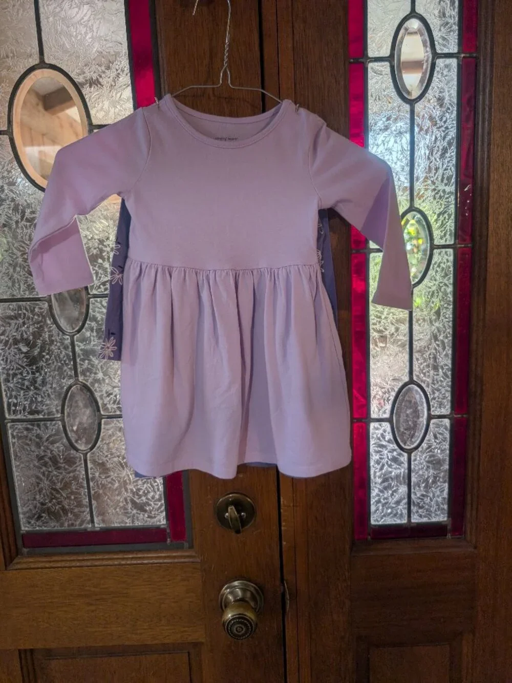 Toddler Girl 2 long sleeve purple dresses, size 2T; qty 2